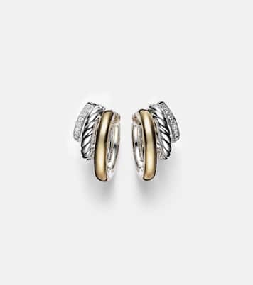 DY Mercer® 18kt gold and sterling silver hoop earrings with diamonds | David Yurman