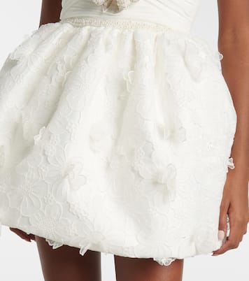 Bridal pleated organza and lace minidress | Self-Portrait
