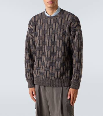 Basketweave-knit camel hair sweater | Giorgio Armani
