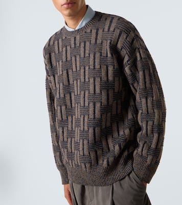 Basketweave-knit camel hair sweater | Giorgio Armani
