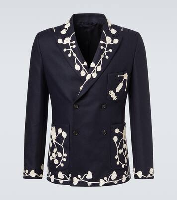 Blazer Snowdrop brodé en laine mélangée | Bode