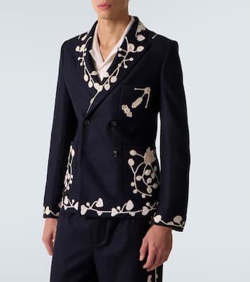 Blazer Snowdrop brodé en laine mélangée | Bode