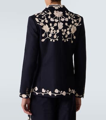 Blazer Snowdrop brodé en laine mélangée | Bode