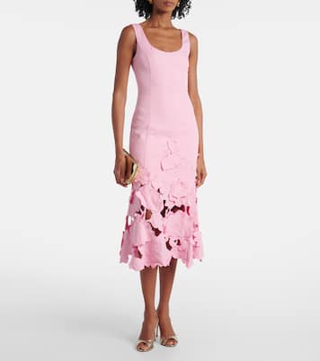 Emily floral-appliqué midi dress | Leo Lin