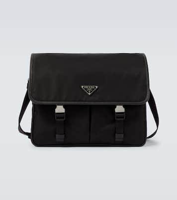 Re-Nylon leather-trimmed messenger bag | Prada