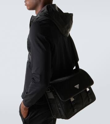 Re-Nylon leather-trimmed messenger bag | Prada