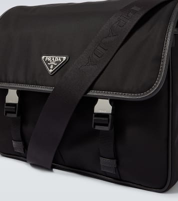 Re-Nylon leather-trimmed messenger bag | Prada