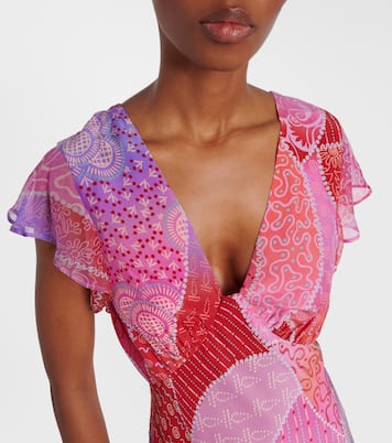 Bedrucktes Maxikleid Meena aus Seide | Rixo