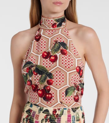 Bedrucktes Top Notes From The Road aus Seide | Camilla