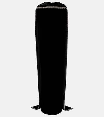 Caped embellished velvet gown | Roland Mouret