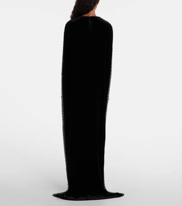 Caped embellished velvet gown | Roland Mouret