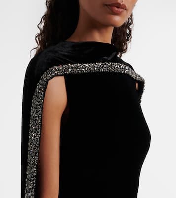 Caped embellished velvet gown | Roland Mouret