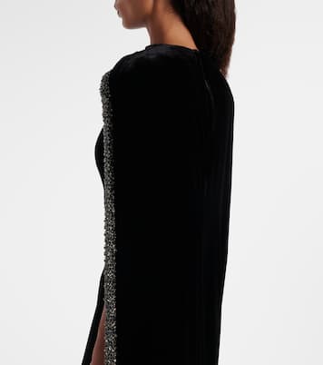 Caped embellished velvet gown | Roland Mouret