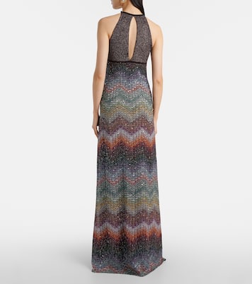 Zigzag halterneck lamé maxi dress | Missoni