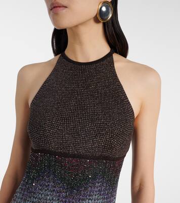 Zigzag halterneck lamé maxi dress | Missoni