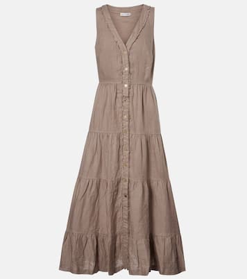 Zakynthos tiered linen midi dress | Heidi Klein