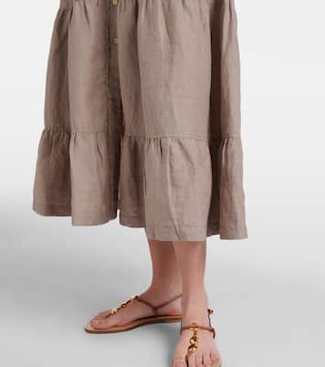 Zakynthos tiered linen midi dress | Heidi Klein