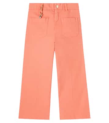 Logo pleated cotton pants  | Chloé Kids