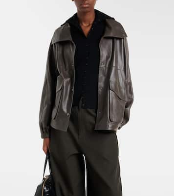 Anorak leather jacket | Nour Hammour