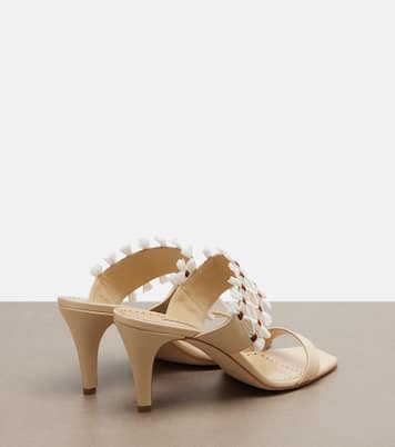 Efeso leather-trimmed woven mules | Manolo Blahnik