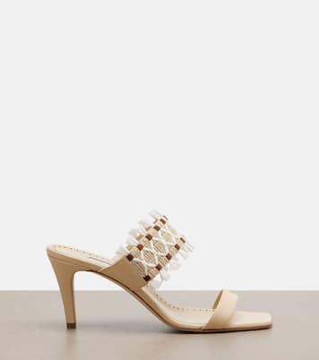 Efeso leather-trimmed woven mules | Manolo Blahnik