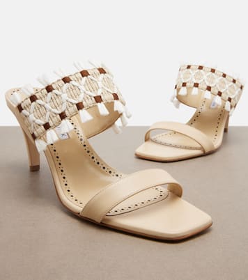 Efeso leather-trimmed woven mules | Manolo Blahnik
