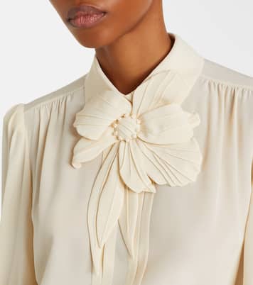 Floral-appliqué silk crêpe de chine blouse | Valentino