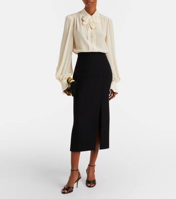 Floral-appliqué silk crêpe de chine blouse | Valentino