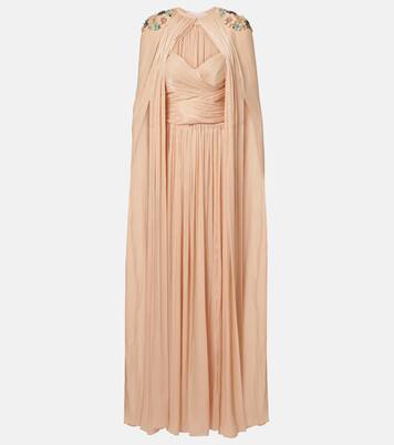 Sireen caped embellished georgette gown | Costarellos