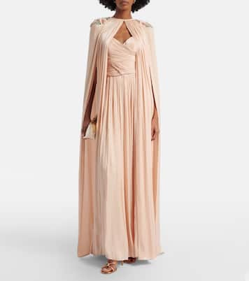 Sireen caped embellished georgette gown | Costarellos