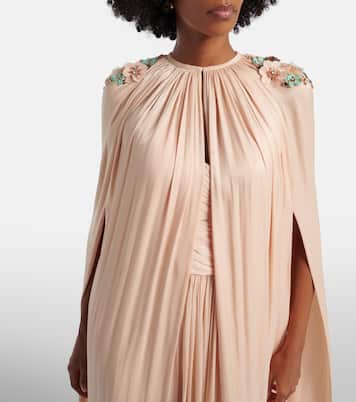 Sireen caped embellished georgette gown | Costarellos