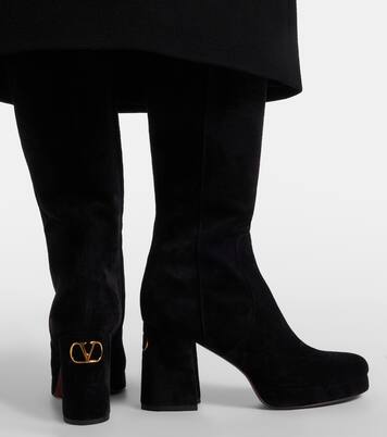 Fawcette VLogo suede knee-high boots | Valentino Garavani