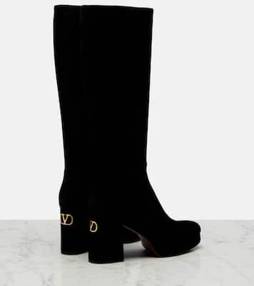 Fawcette VLogo suede knee-high boots | Valentino Garavani