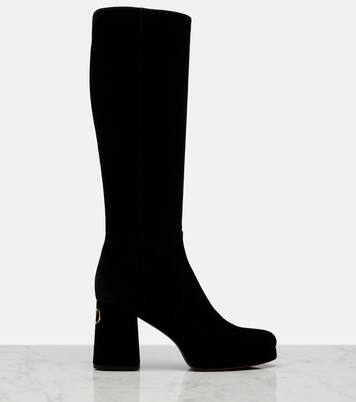 Fawcette VLogo suede knee-high boots | Valentino Garavani
