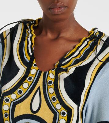 Portal printed hooded cotton terry top | La DoubleJ