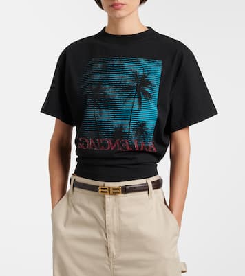 Logo cropped cotton jersey T-shirt | Balenciaga