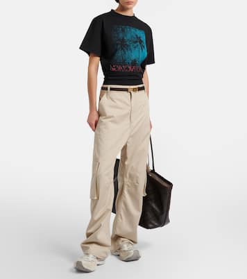 Logo cropped cotton jersey T-shirt | Balenciaga