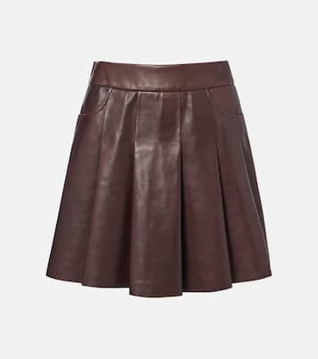 Pleated leather miniskirt | Nour Hammour