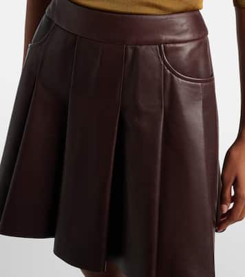 Pleated leather miniskirt | Nour Hammour