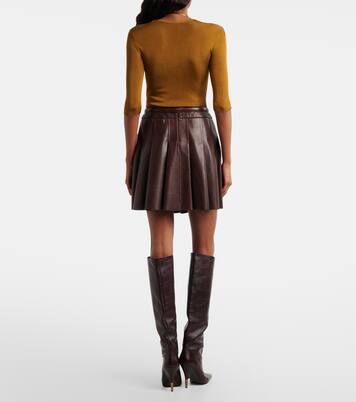 Pleated leather miniskirt | Nour Hammour