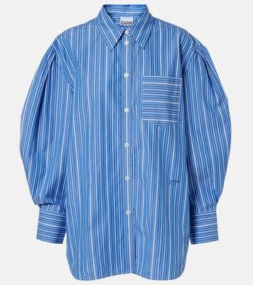 Striped oversized cotton poplin shirt | Ganni