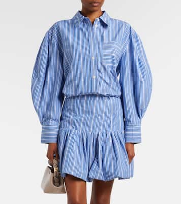 Striped oversized cotton poplin shirt | Ganni