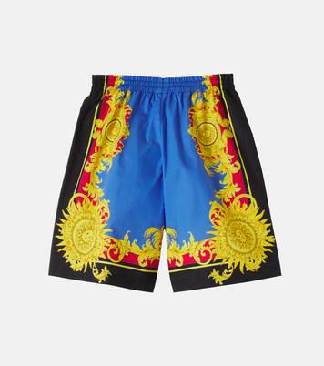 Printed cotton poplin shorts  | Versace Kids