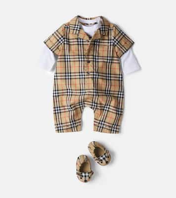 Baby Burberry Check cotton onesie | Burberry Kids