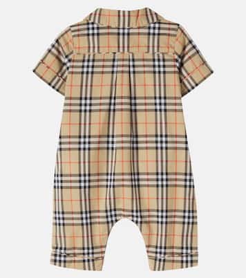 Baby Burberry Check cotton onesie | Burberry Kids