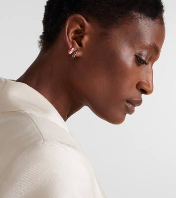 Mini Macro Hoop 18kt yellow gold single earring with pink sapphires | Spinelli Kilcollin