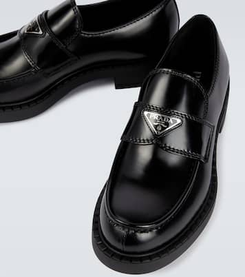 Brushed leather loafers | Prada