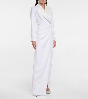 Robe longue en crêpe et satin | Rasario