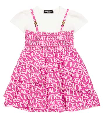 Logo cotton-blend dress | Versace Kids
