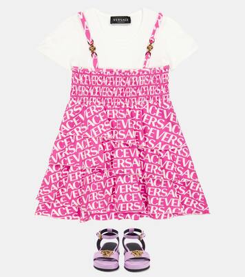 Logo cotton-blend dress | Versace Kids